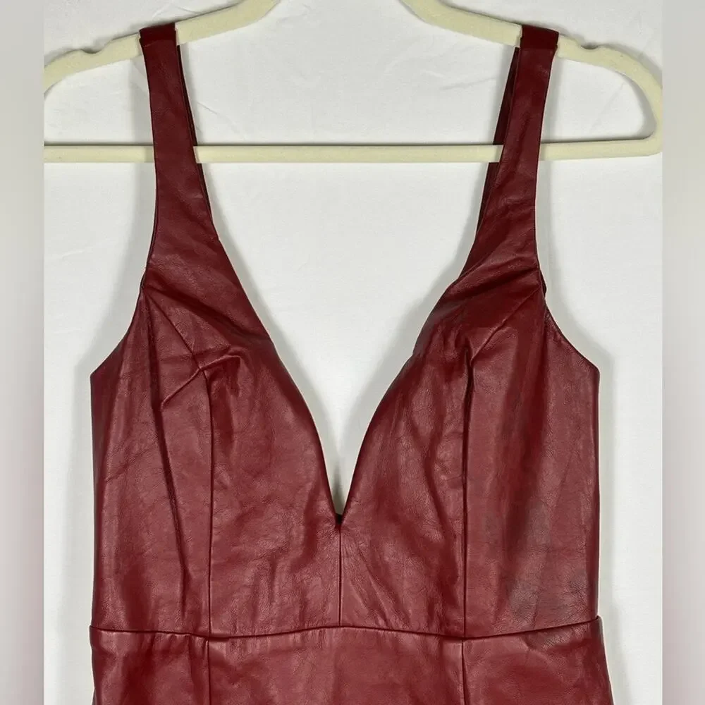 Lulus Perfect Pick Brick Red Vegan Leather Bodycon Mini Dress- M - Picture 6 of 12